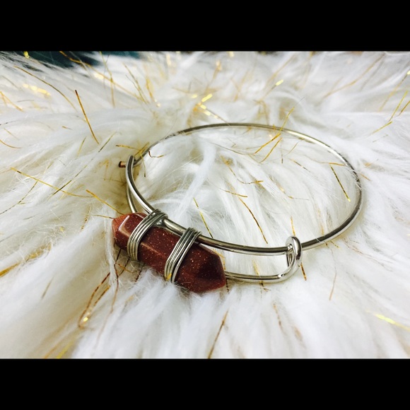 Goldstone Healing Crystal Bangle Bracelet - Picture 2 of 6